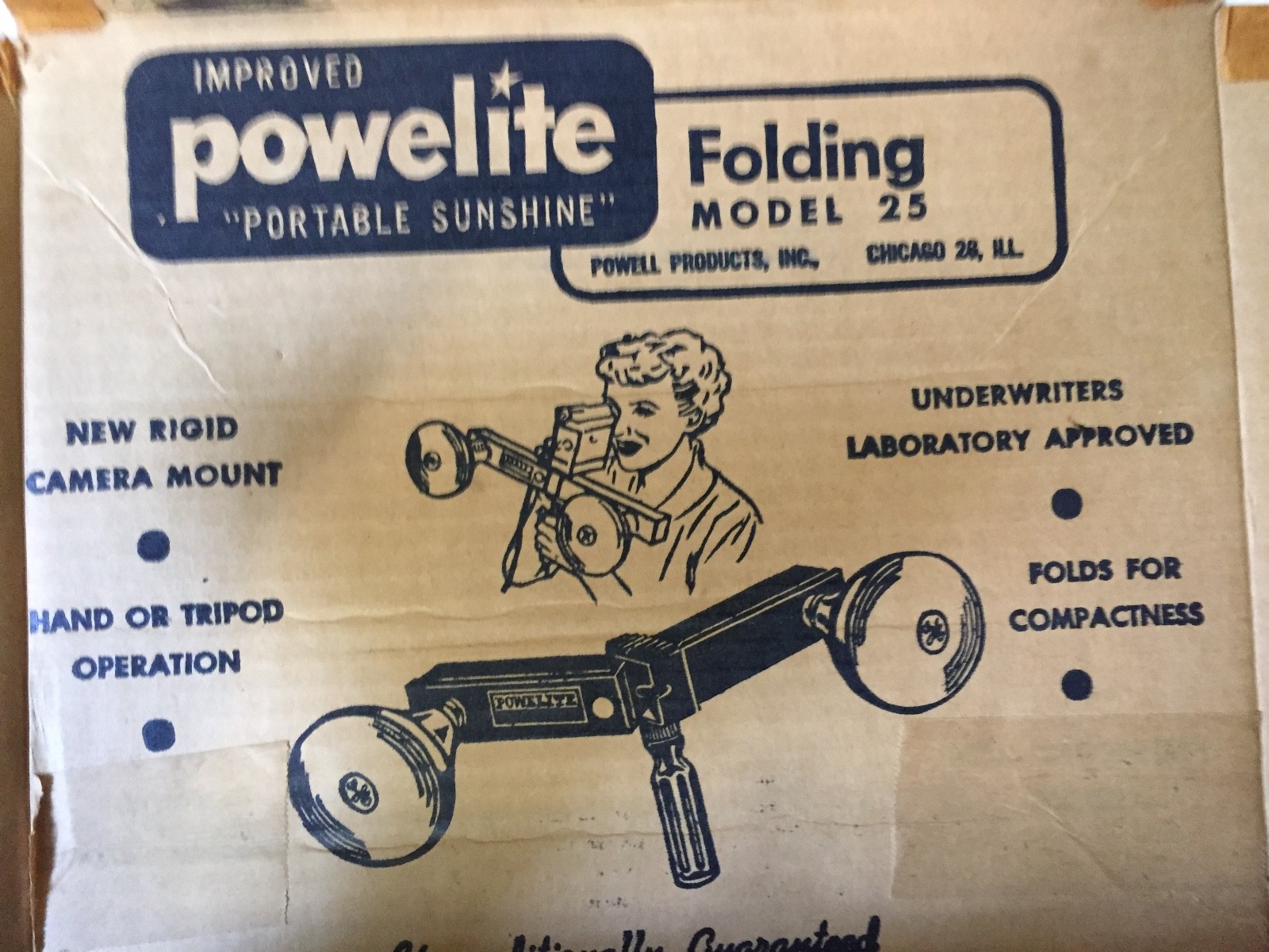 Vnt POWELITE FOLDING LIGHT BAR MODEL 25 CAMERA & TRIPOD MOUNT or HANDHELD w/BOX
