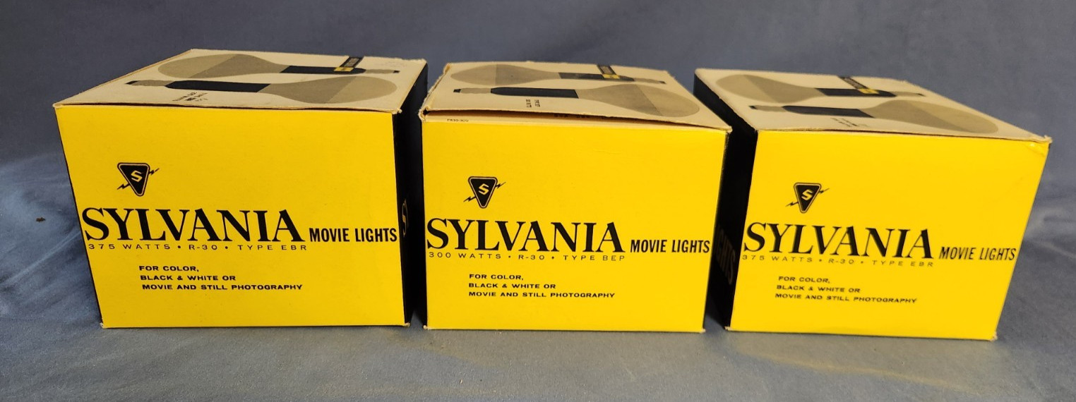 Vtg. Lot of 3 -2 pk Sylvania Lights 300 Watts R-30 Type BEP Movie/Photography