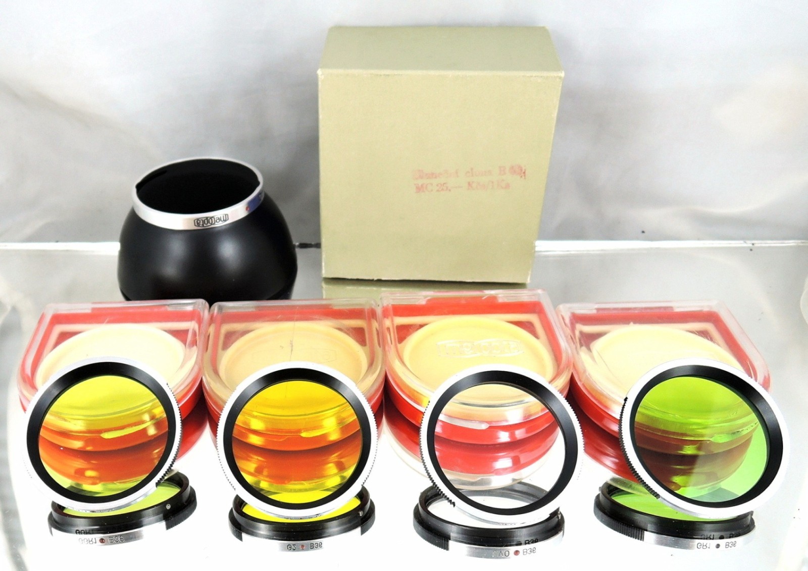 Flexaret Shade hood + Set of four color filters B36 MEOPTA Genuine Accessories