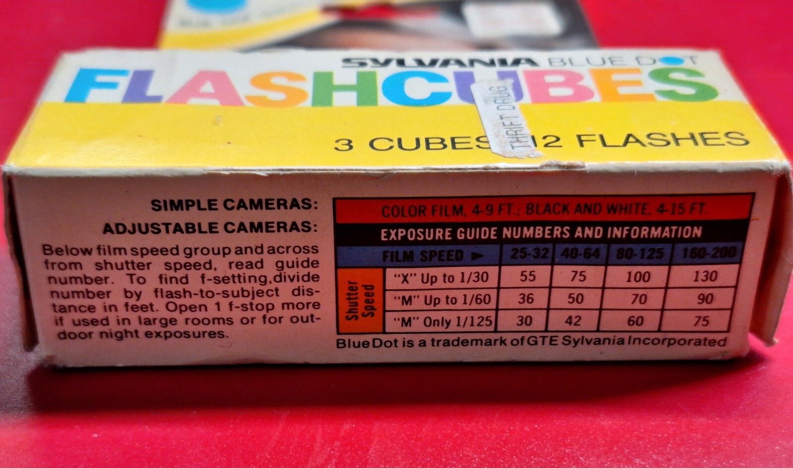 VTG Sylvania Blue Dot Flashcubes Camera Flash Cubes 3 Cubes 12 Flashes, USA, NEW