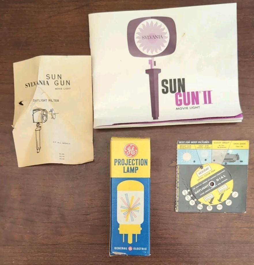 Vintage Sylvania Sun Gun II Movie Light Complete Set/ Movie Light Outfit