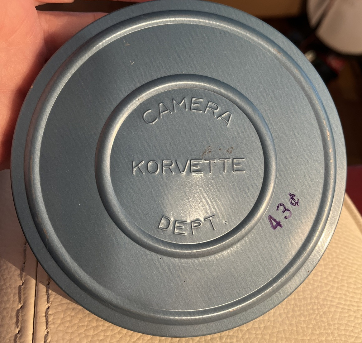 LOT OF 3 VTG Korvette Tin Camera Film Cases w/Metal Film Reels BLUE 5” NOS 8 mm