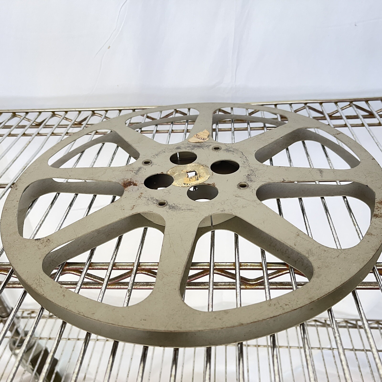 Vintage 16mm Film Reel 1600 ft 13 3/4″ Grey Metal USA Deco Wall Cinema Hollywood