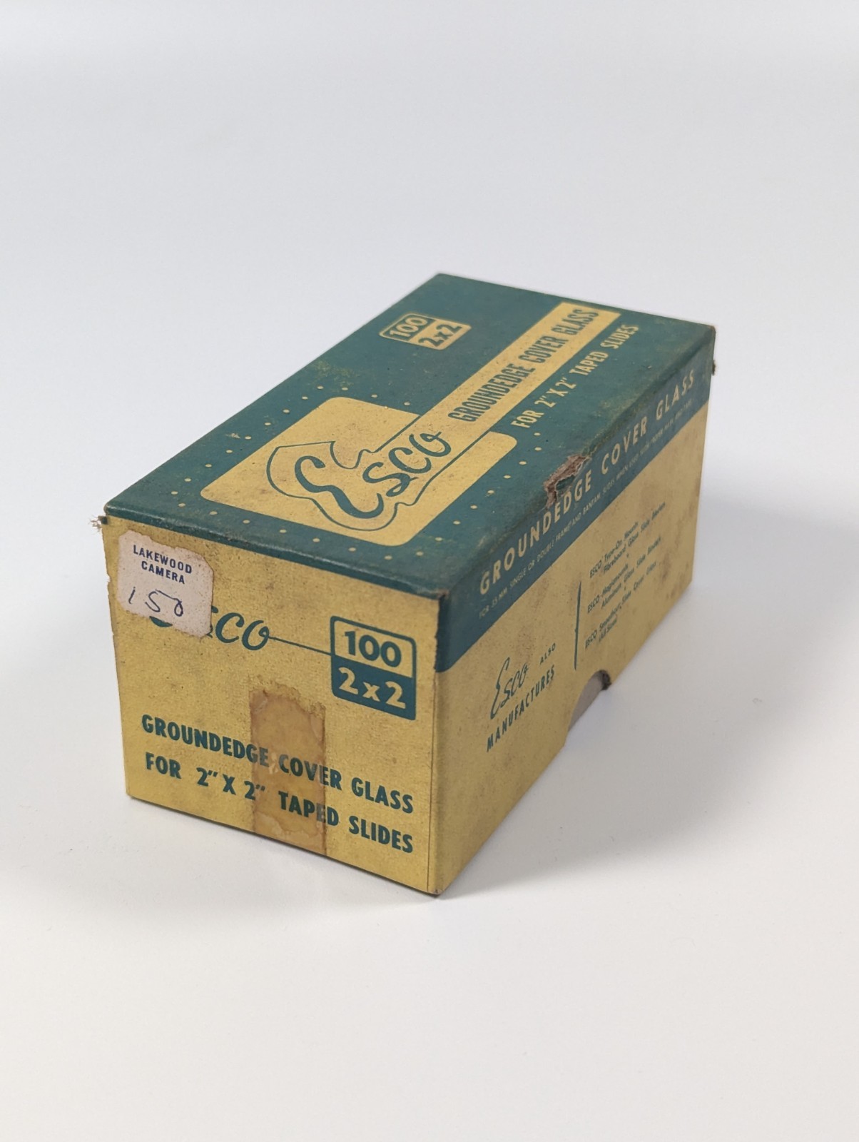 Vintage NIB Esco Groundedge Cover Glass for 2″ X 2″ Taped Slides , 100 Pcs Vtg