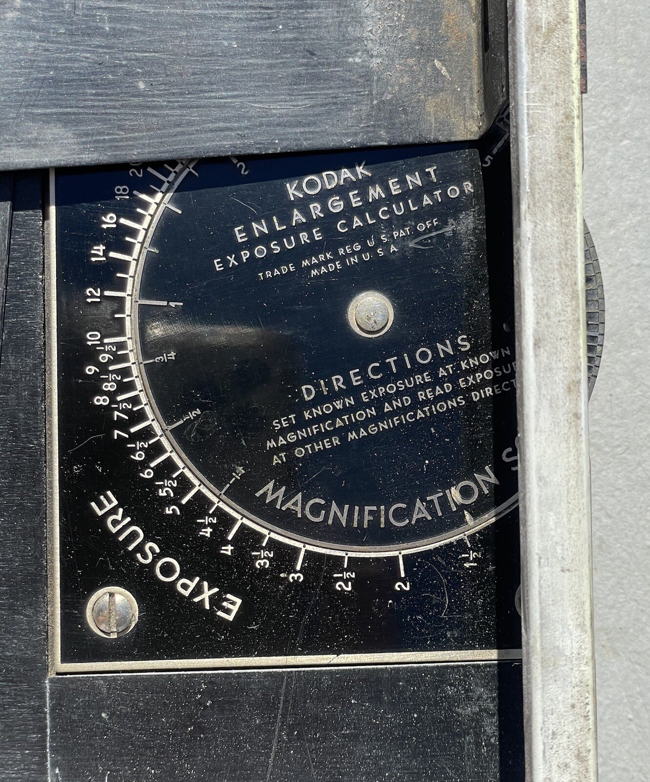 Vintage Mid-Century Kodak Enlargement Exposure Calculator & Measuring Tray