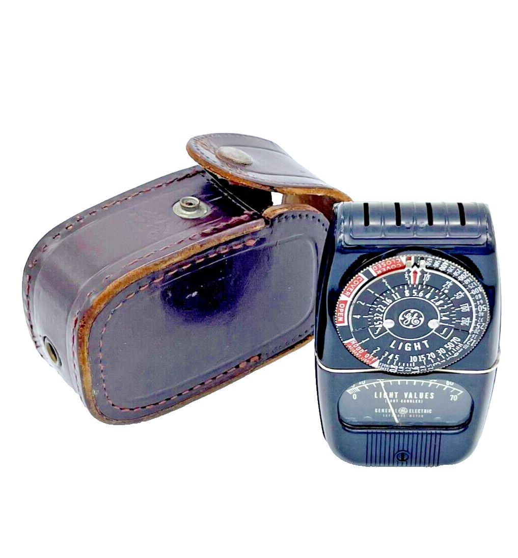 General Electric Exposure Meter Vintage for Film or Plates Leather Case