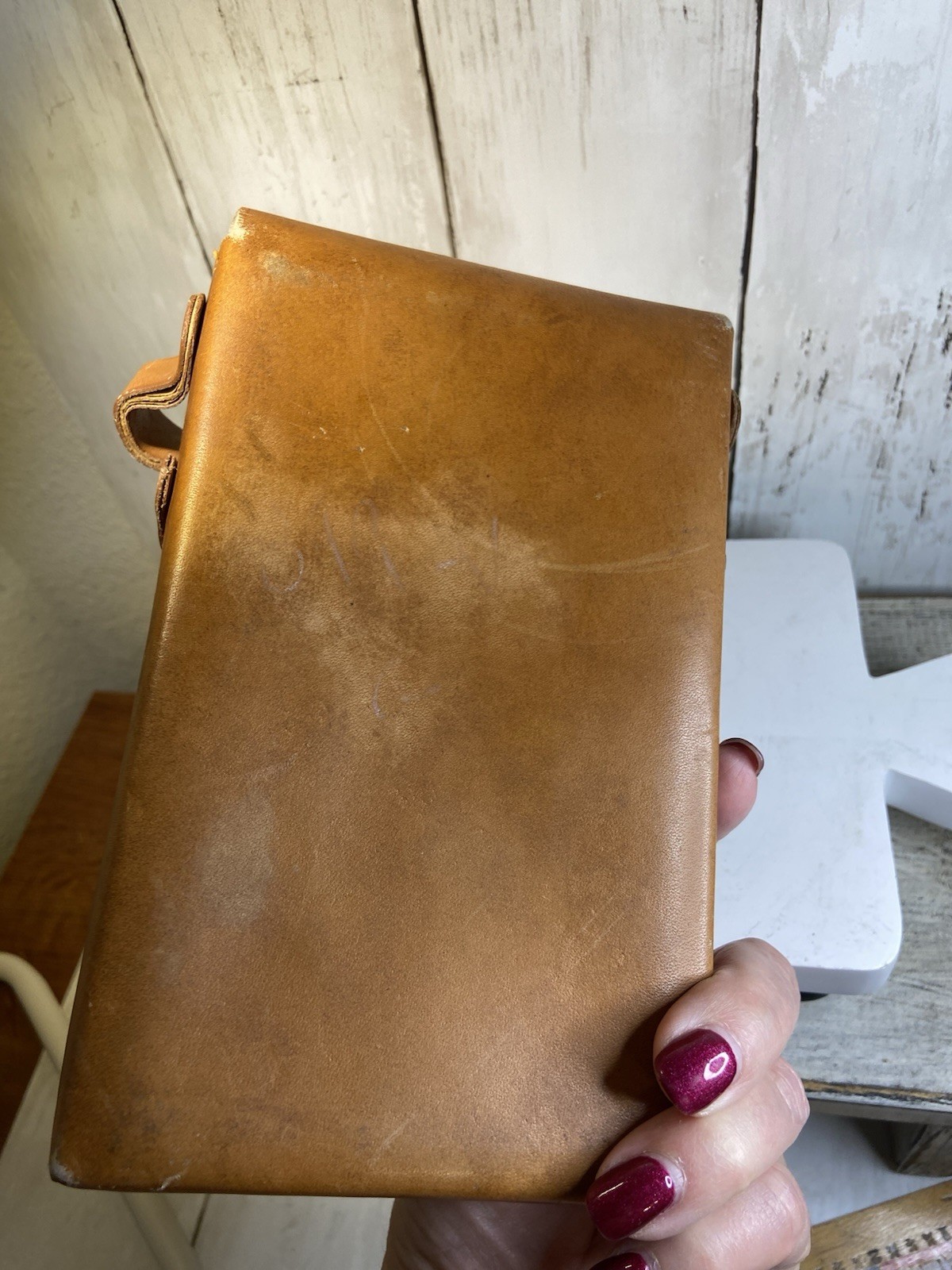 Antique Old Camera Case Paloroid Leather Folding Brown Original