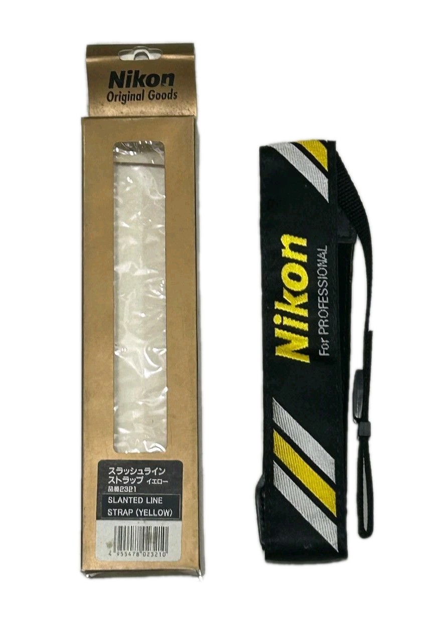 New Old Stock Nikon Professional Slanted Yellow Line Strap Collectible