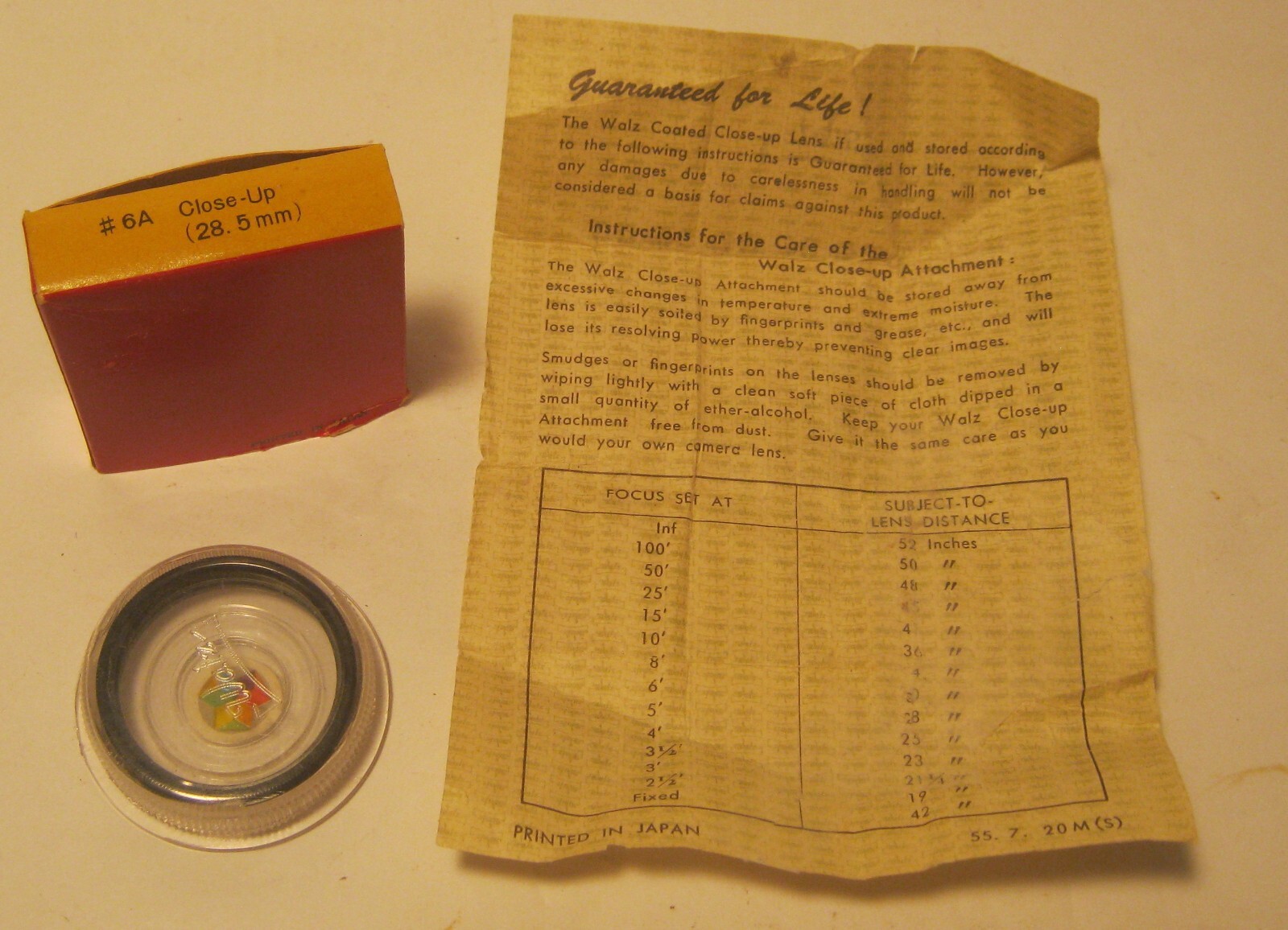 Vintage WALZ Close-Up Attachment #6A 28.5mm w Instruction Sheet & Box!!!