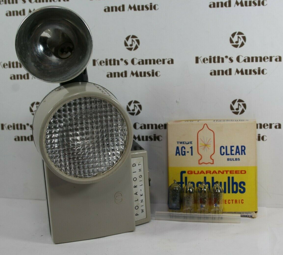 Polaroid Camera Wink Light Model 250 + top flash bowl + bulbs clean but untested
