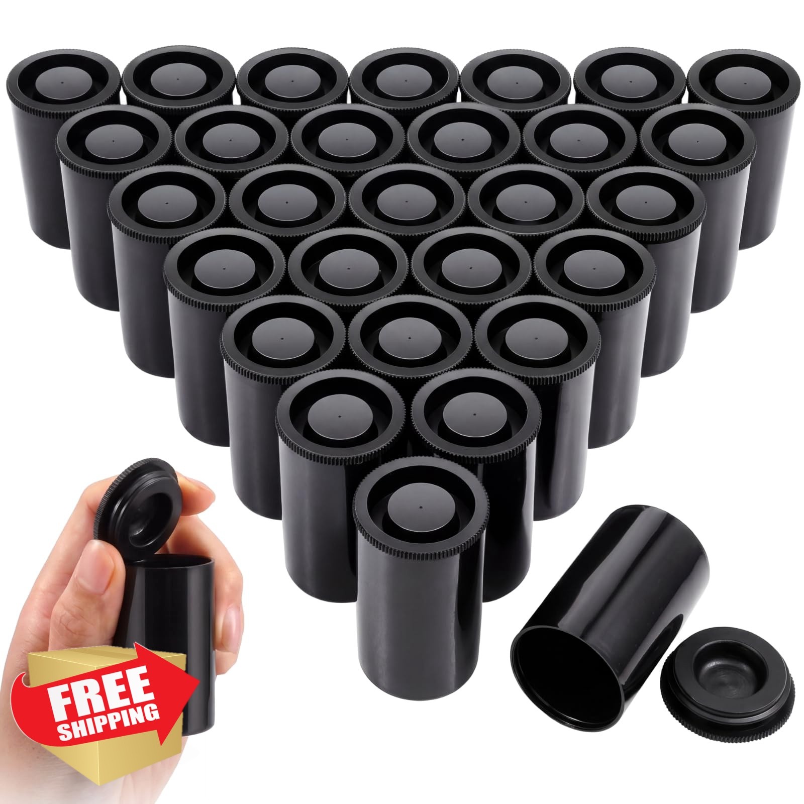 JOVITEC 30 Pieces Plastic Film Canister Holder, 35 mm Empty Camera Reel Conta…