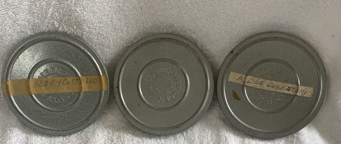 Vintage Film Reels Metal Cans Lot ABBOTT & COSTELLO A DOG GONE UNKNOWN. (3)