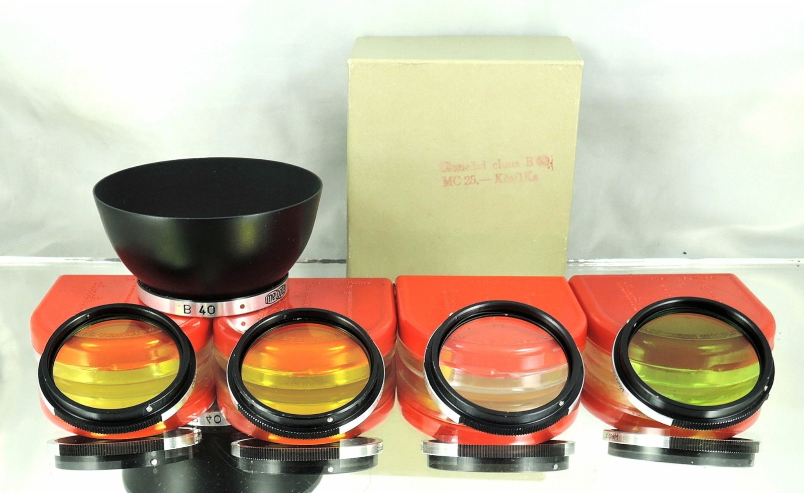 Flexaret Shade hood + Set of four color filters B36 MEOPTA Genuine Accessories