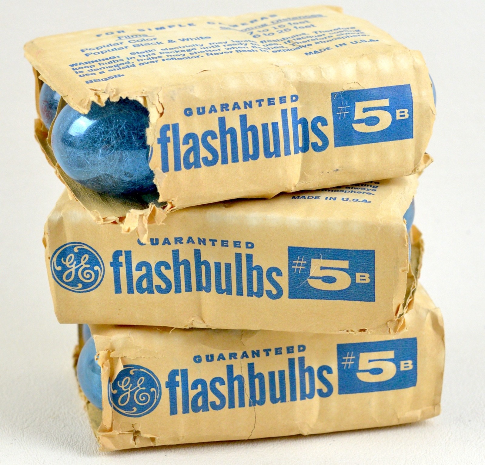 Vtg GE Flashbulbs #5B New Old Stock Lot of 12