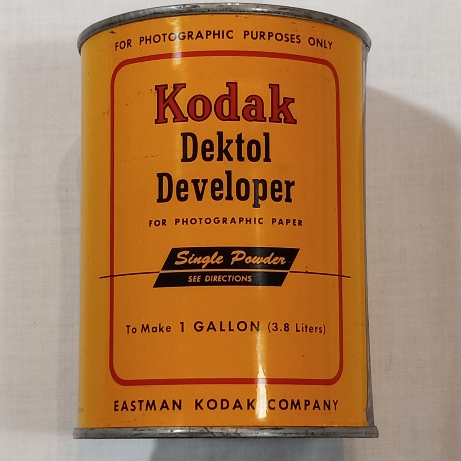 Vintage KODAK Dektol Can 1lb 3.5oz for 1 Gallon 50s 60s Camera Photo Developer