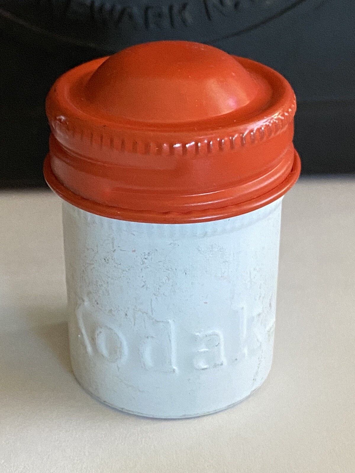 KODAK Panatomic-X Metal Film Cannister, White Can/ Orange Top, Vintage 35mm Film