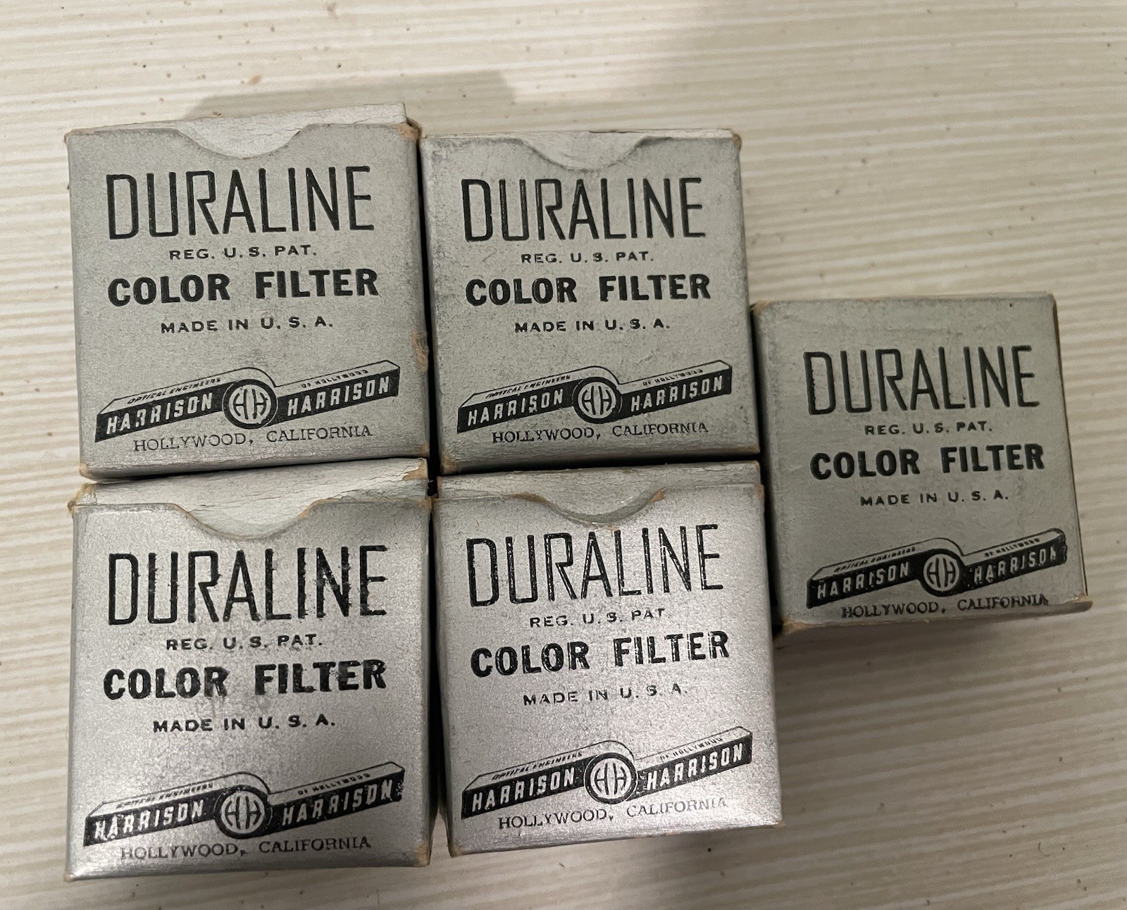 Vintage Harrison Color Duraline Filters Lot (5, YL3 and C4) in boxes w cases