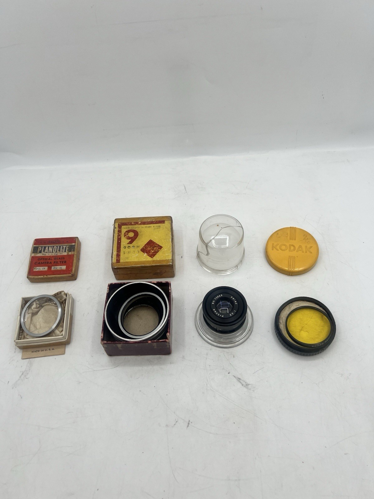 Lot Of Vintage Kodak,Planolite, Camera Accessories Filters, Adapters, Lens Hood