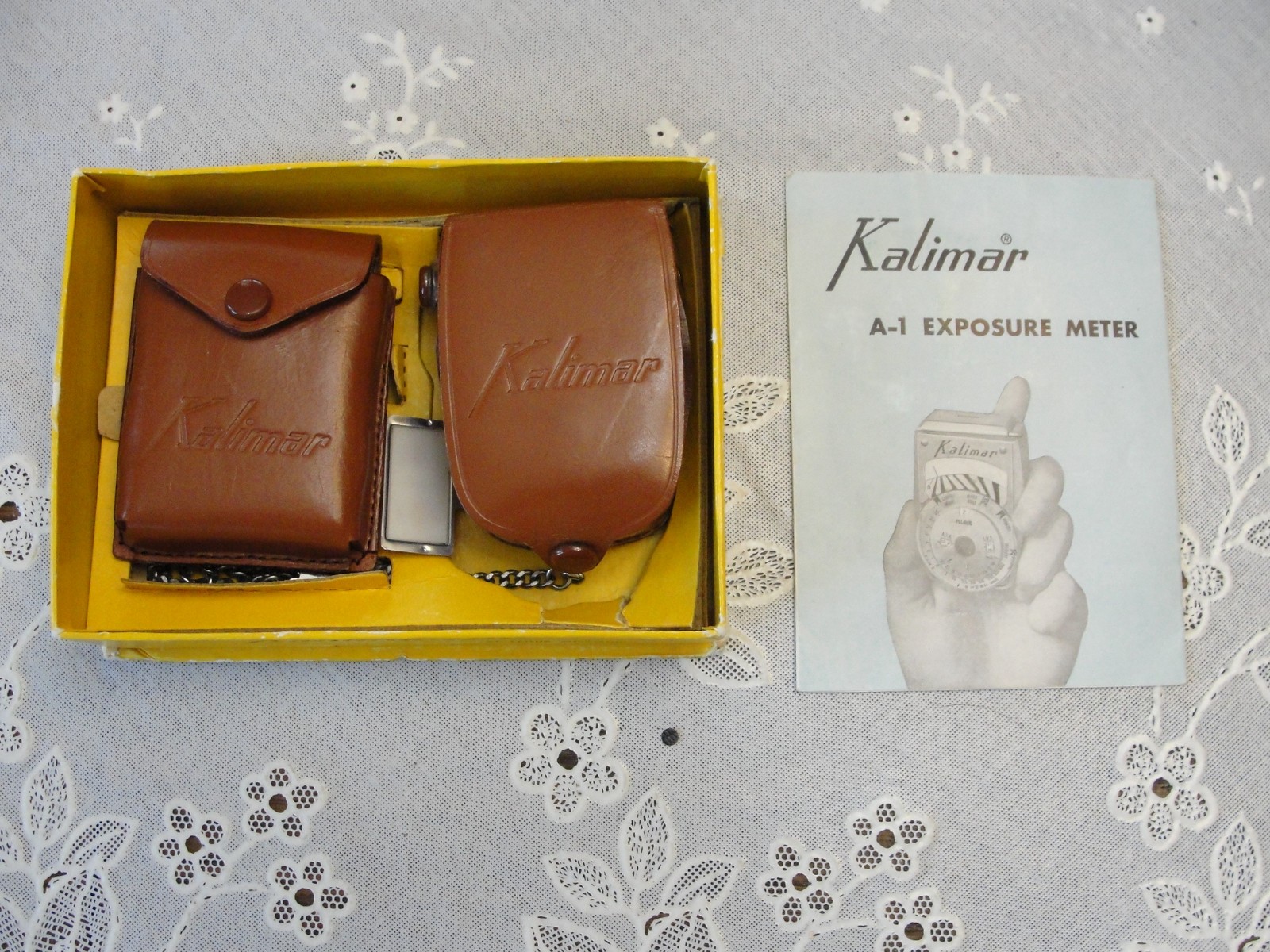 Vintage Kalimar Model B-1 Exposure Meter w/ Booster Box Instructions Chain