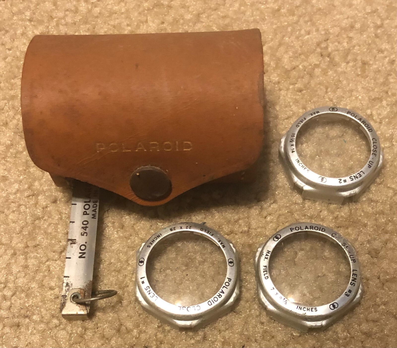 Vintage Polaroid Close Up Lens Kit 540 with Original Leather Case & Tape Measure