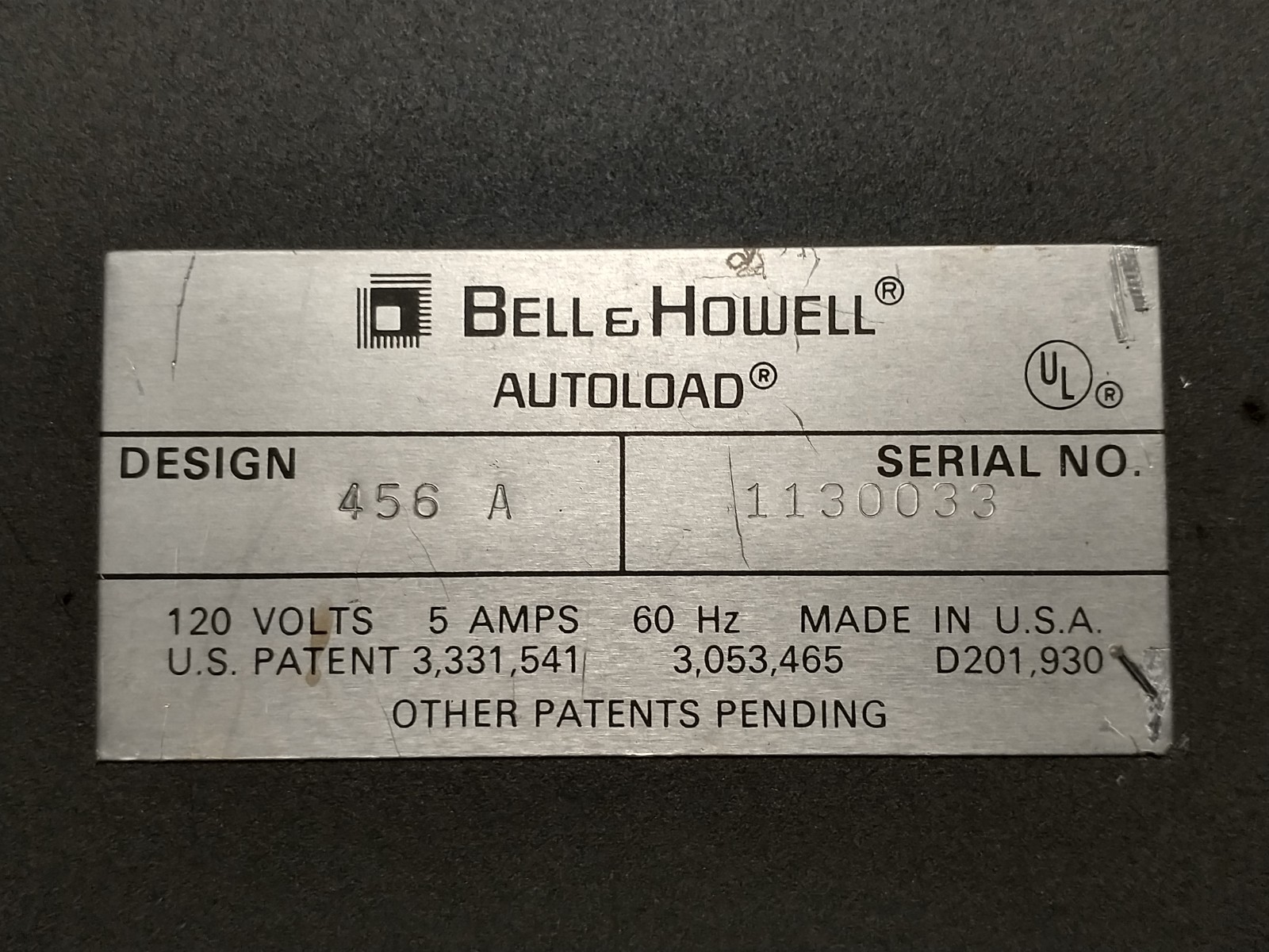 Bell & Howell 456 Projector Power Cord 90” Long Original Vintage Replacement