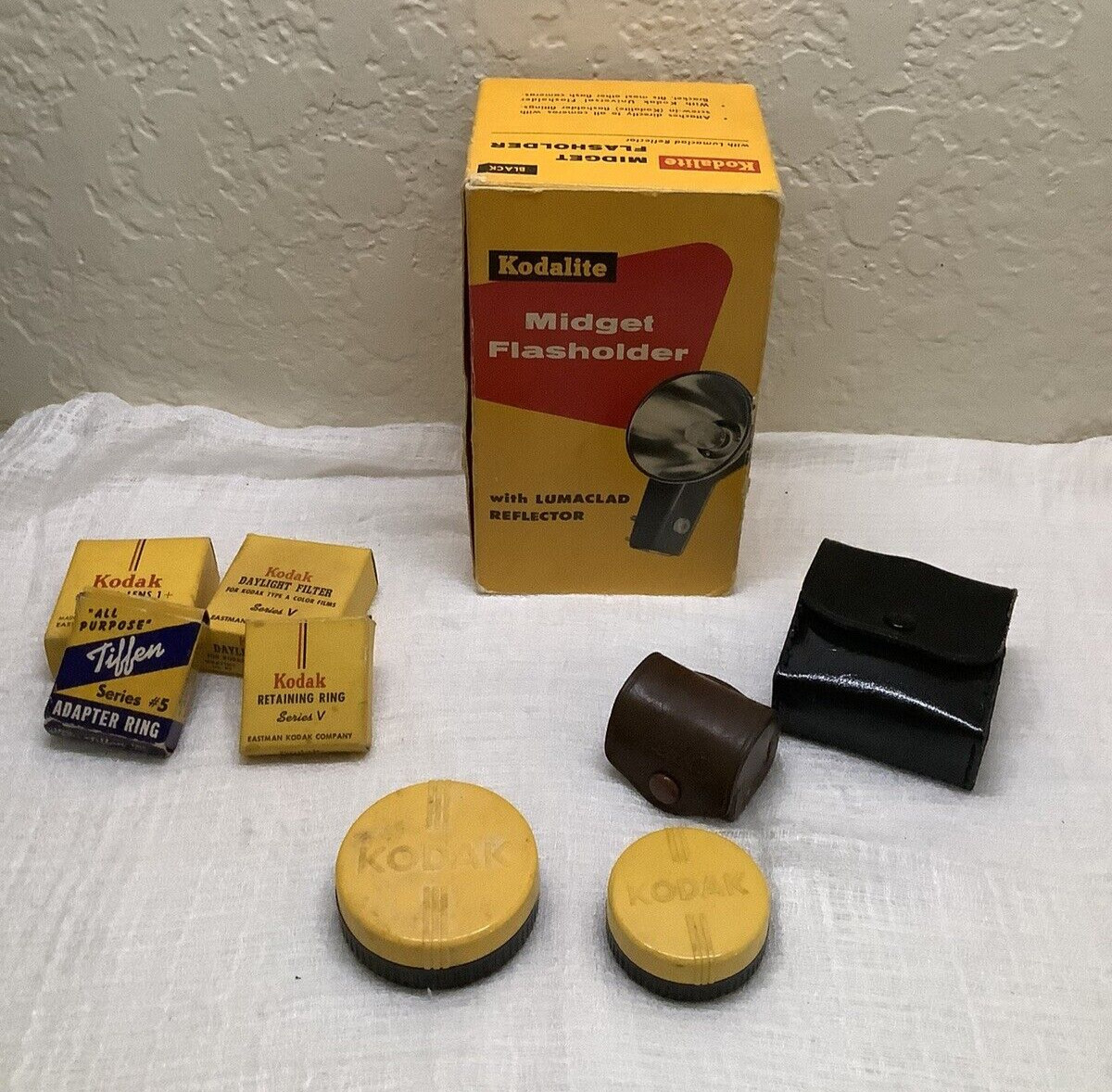 Lot of Vintage Kodak Camera Lens~ Filters~Leather Cases~Adapters~Flashholder