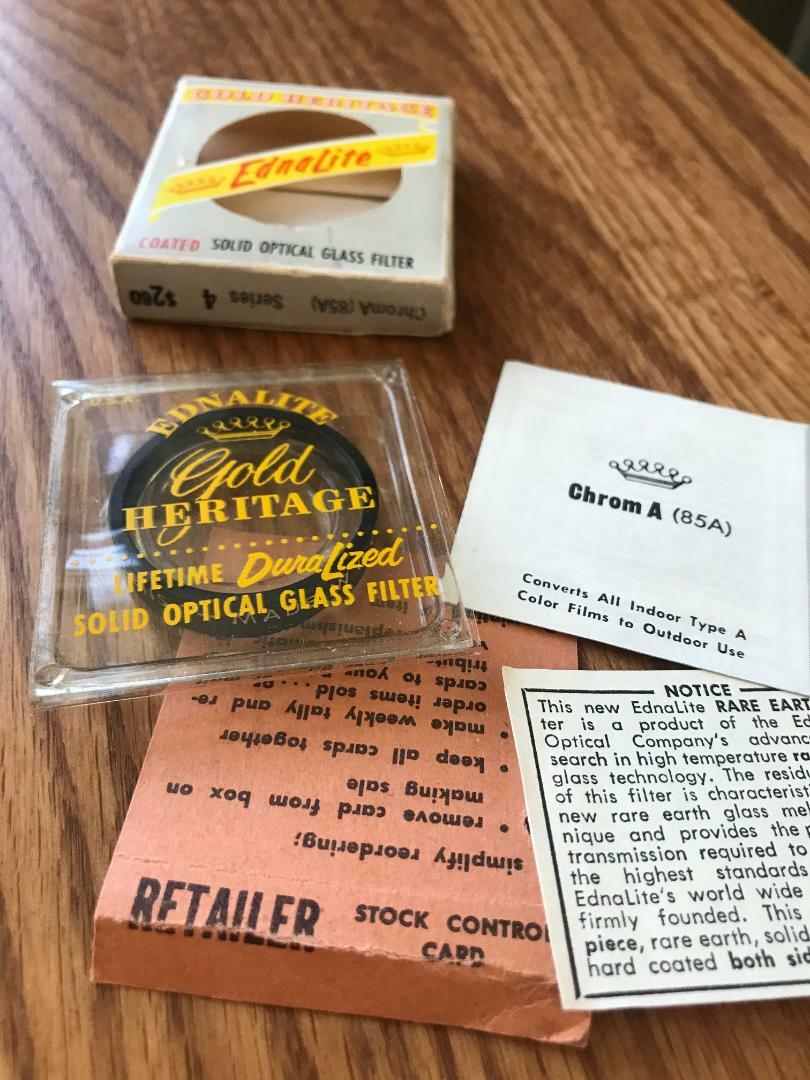 Vintage Ednalite Filter Lot Precision Adapter & Gold Heritage in Original Box