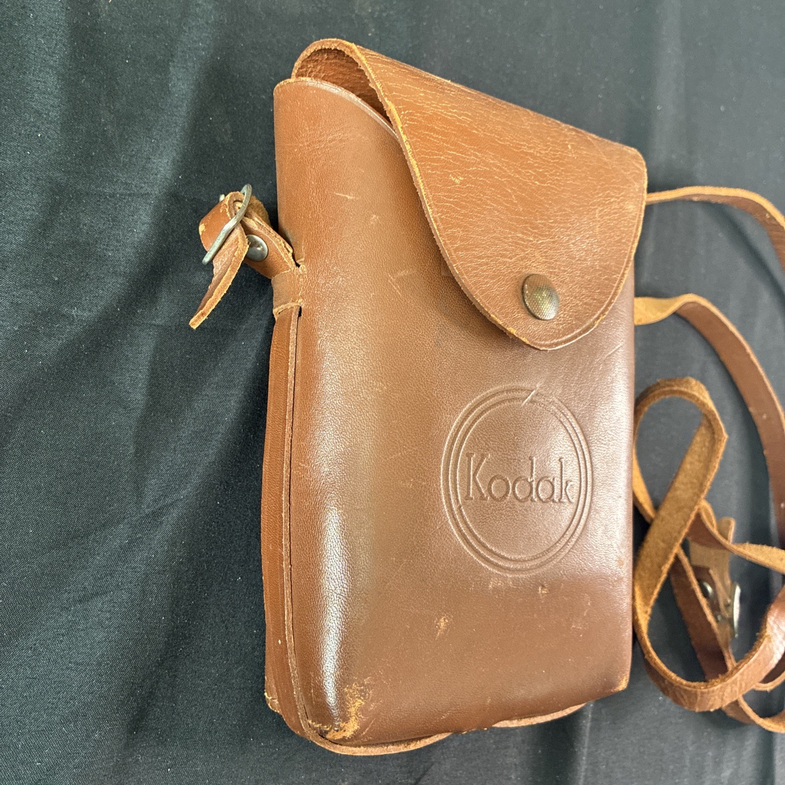 Vintage Kodak Snapback Brown Genuine Leather Camera Case With Strap Made In USA