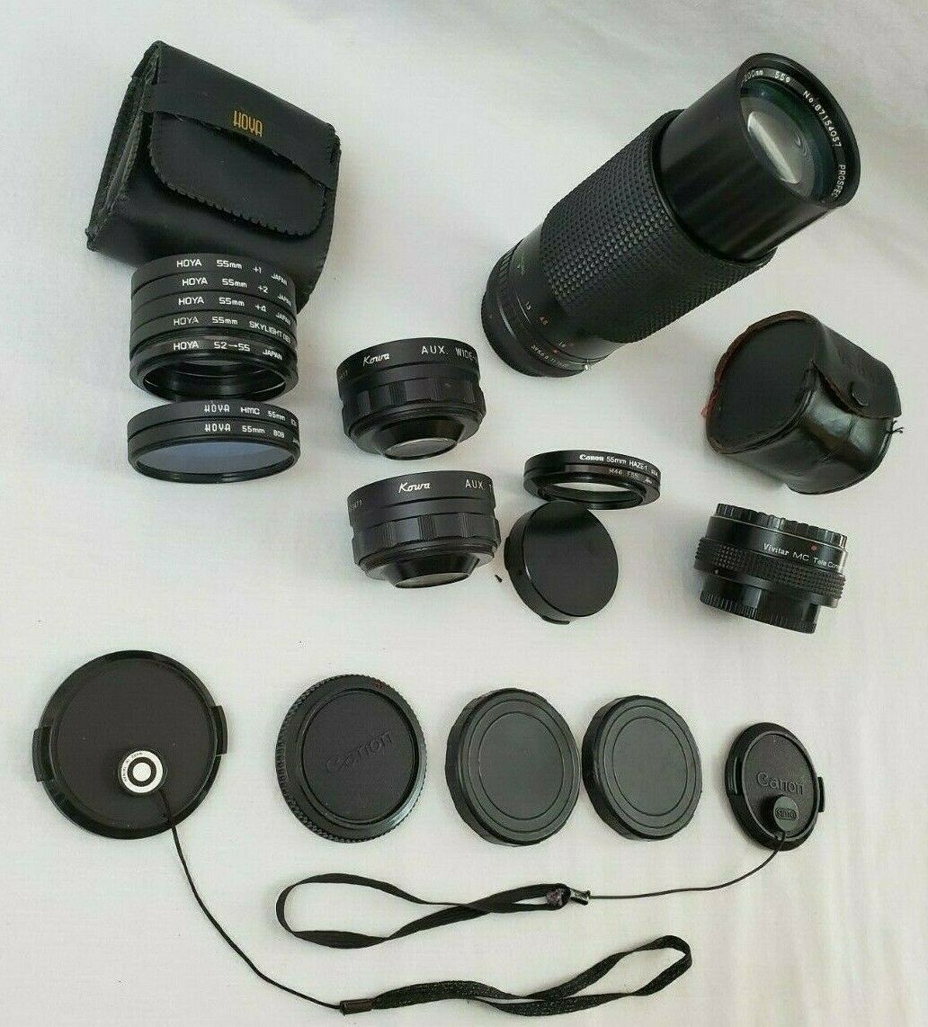 VINTAGE Lot of Camera Accessories – Lenses Filters Adapters Caps Various Brands