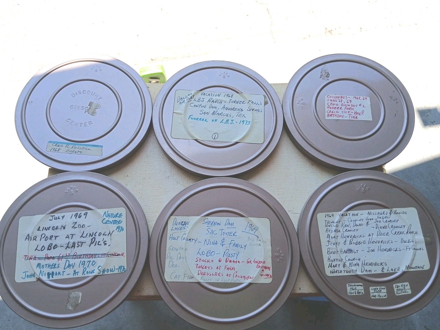 LOT OF 6 Super8 8MM HOME MOVIES 7″ CANISTERS ALL FULL With CARRYING CASE WOW!