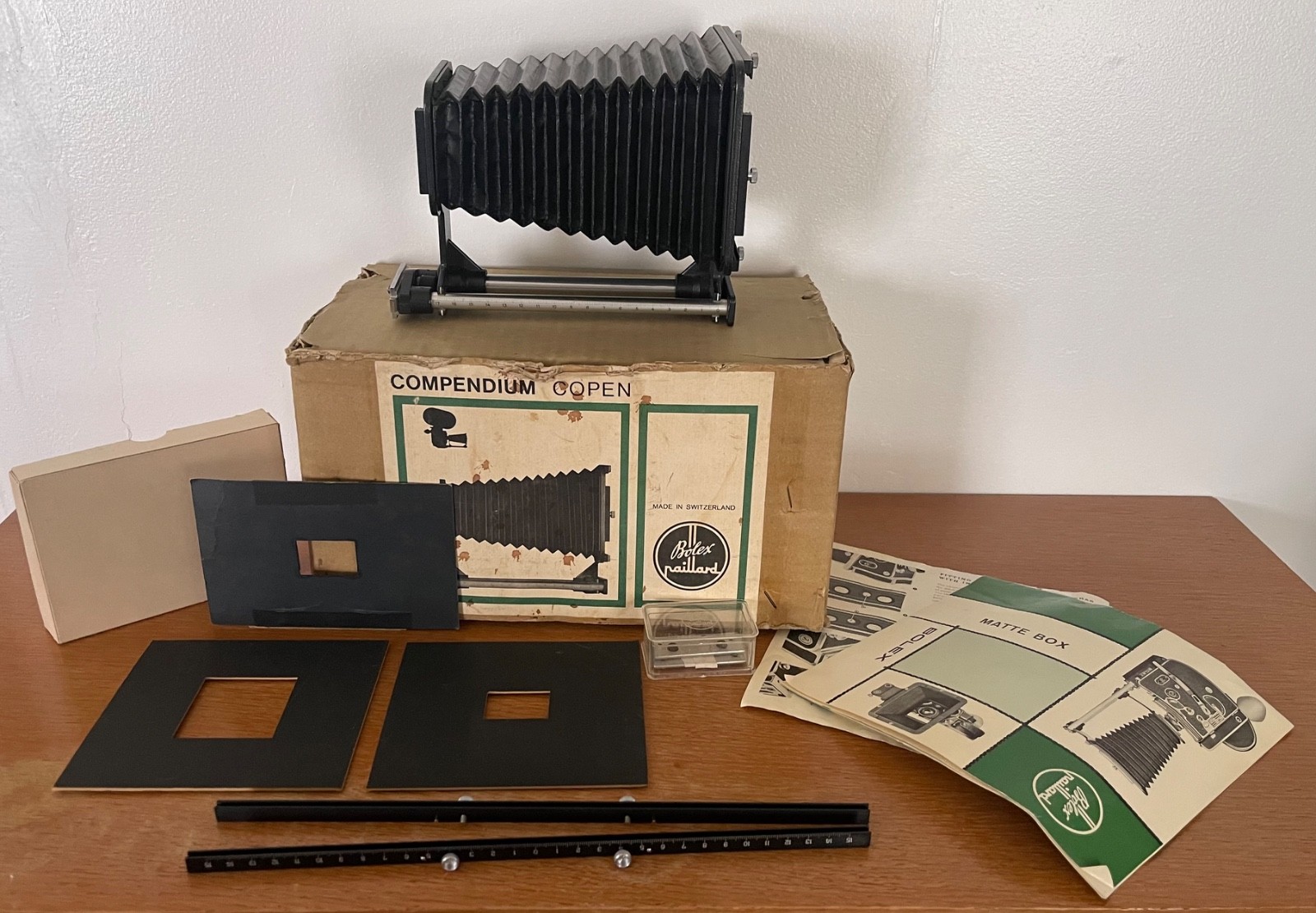 Vintage Rare BOLEX MATTE BOX 16mm Rx 3 Rex 4 Rex 5 & SBM W/Orig Masks Box & Acc