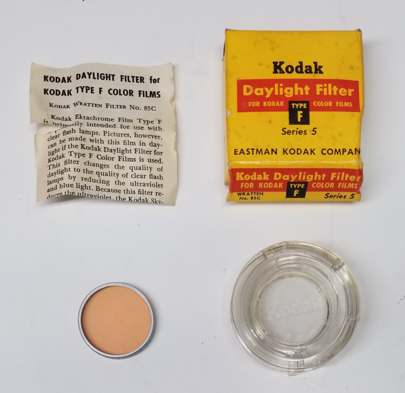 🔴 Kodak Daylight Filter Color Film Type F Series 5 85C Case Box Instructions 📸