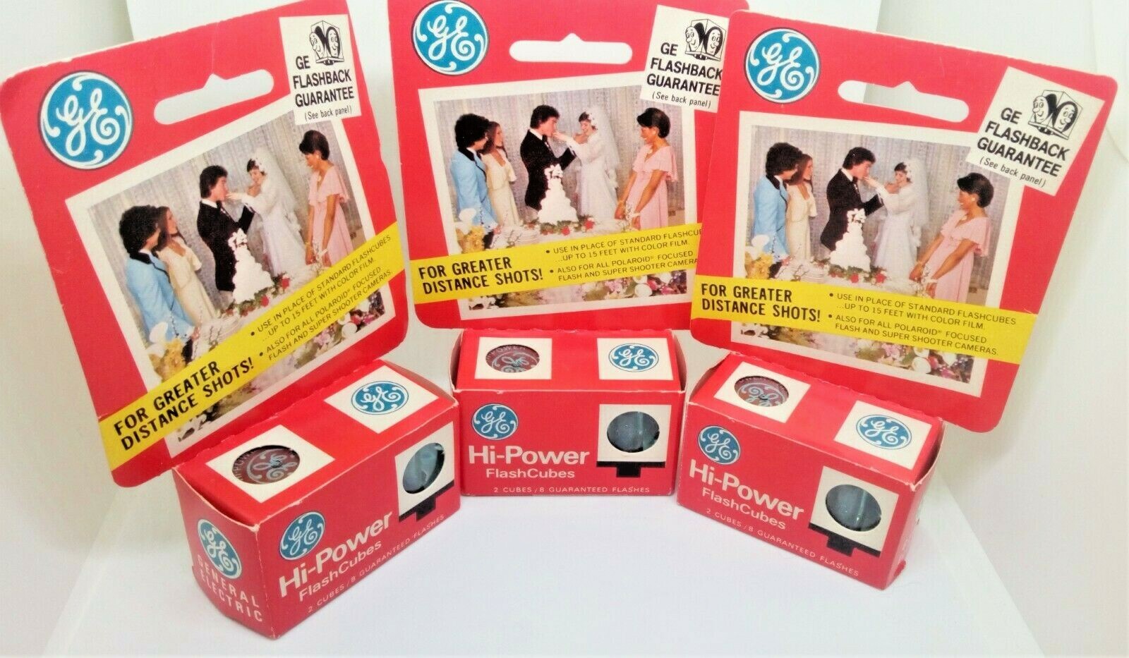 3 Vintage NIB boxes of G.E. Hi Power Camera Flashcubes (2 to a box)