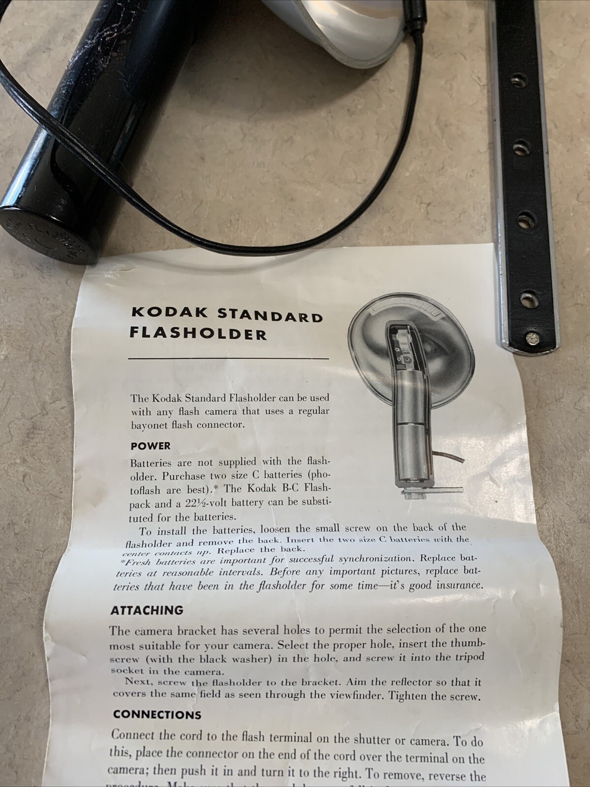 Vintage Kodak Standard Flash Holder w/ Bracket, Box, etc.