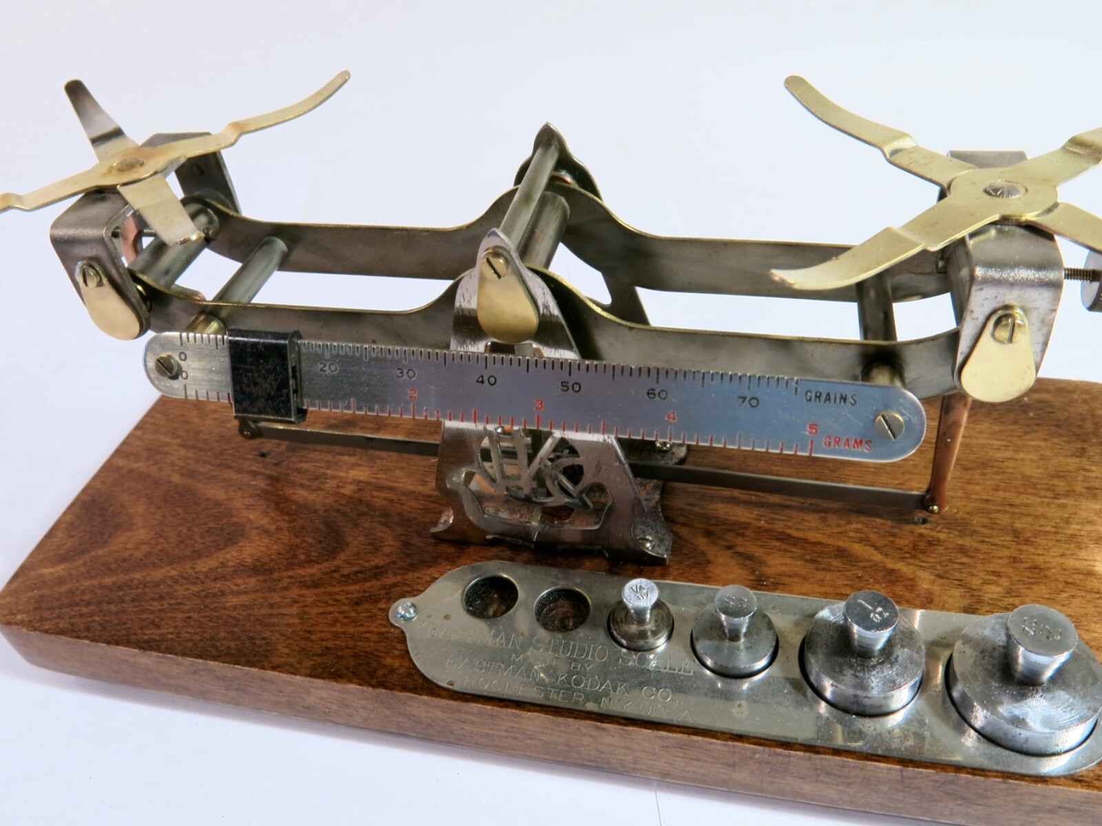 Antique Kodak Studio Scale with Weights and Pans — Refinished Base