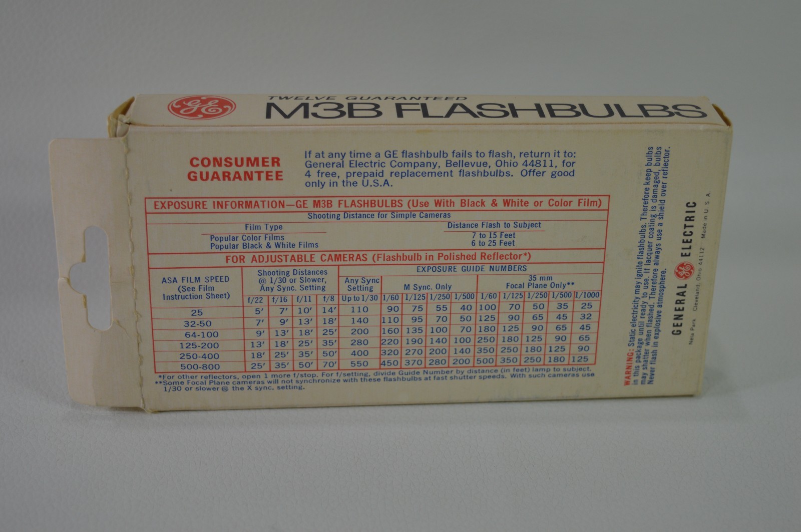 GE Flash Bulbs M3B – 8 New Bulbs in Box General Electric Vintage Rare