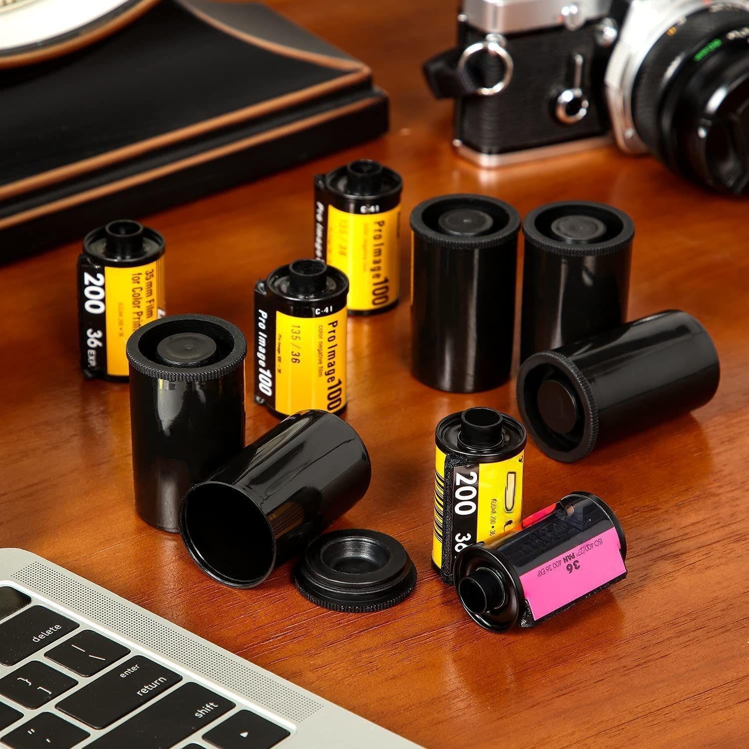 30 pcs Black Plastic Film Canister Holders, 35mm Storage Containers
