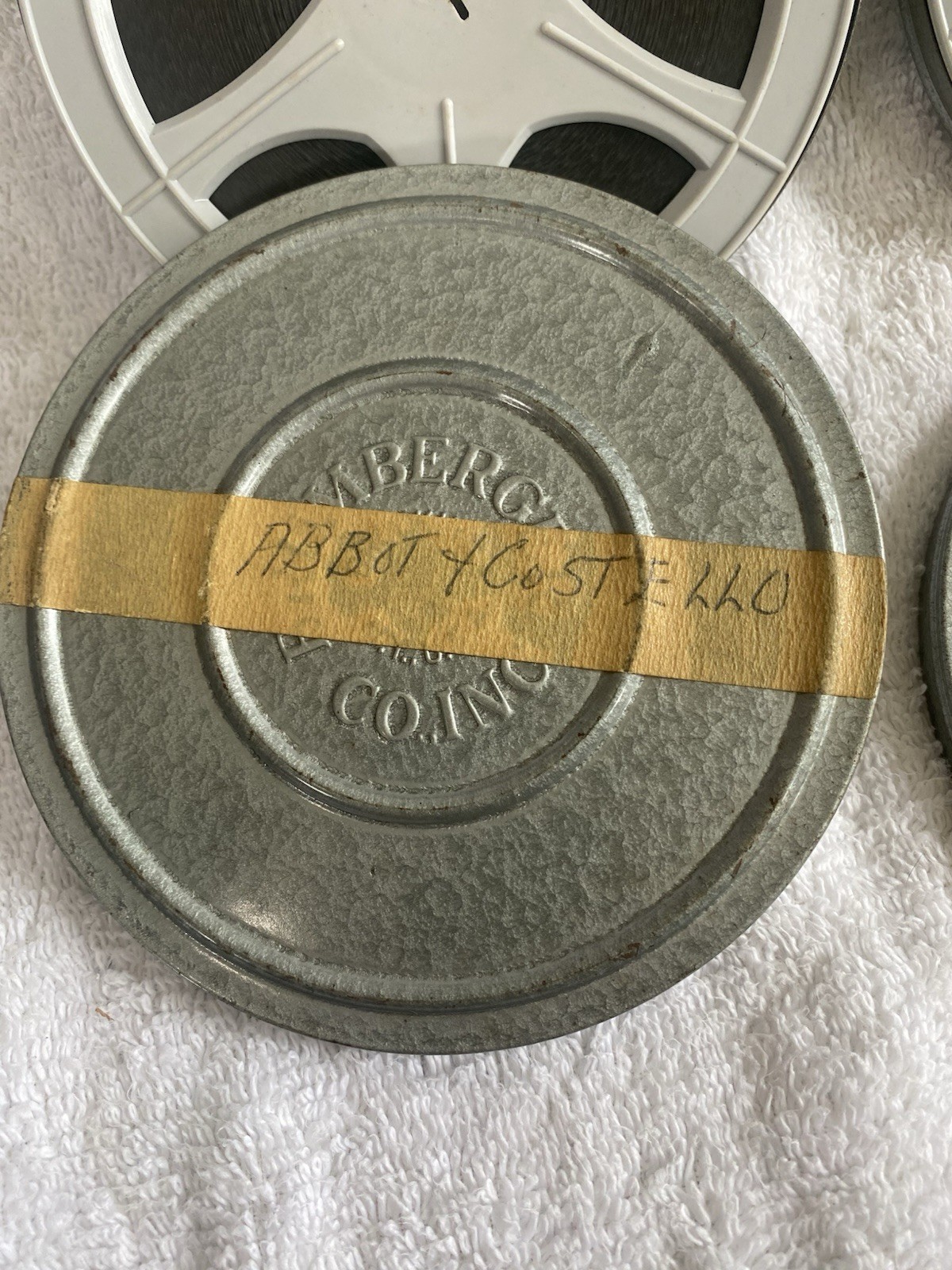 Vintage Film Reels Metal Cans Lot ABBOTT & COSTELLO A DOG GONE UNKNOWN. (3)
