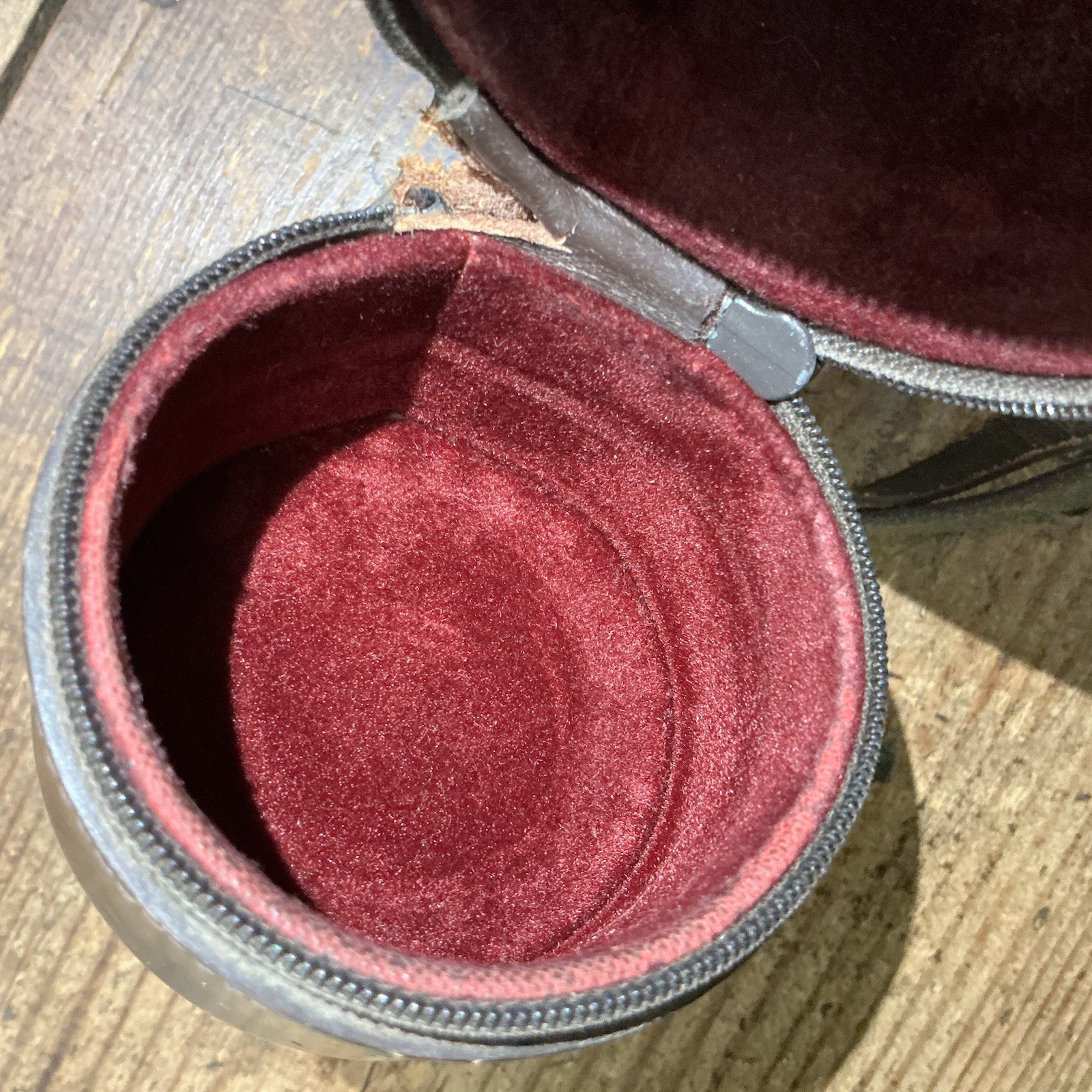 E LEITZ #14 Brown Cowhide Leather Zipper Lens Case Leica 8×3” With Strap NY
