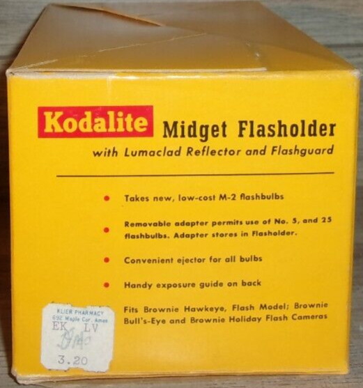 Vintage 1950’s Kodalite Midget Flasholder w/Lumaclad Reflector & Flashguard NOS
