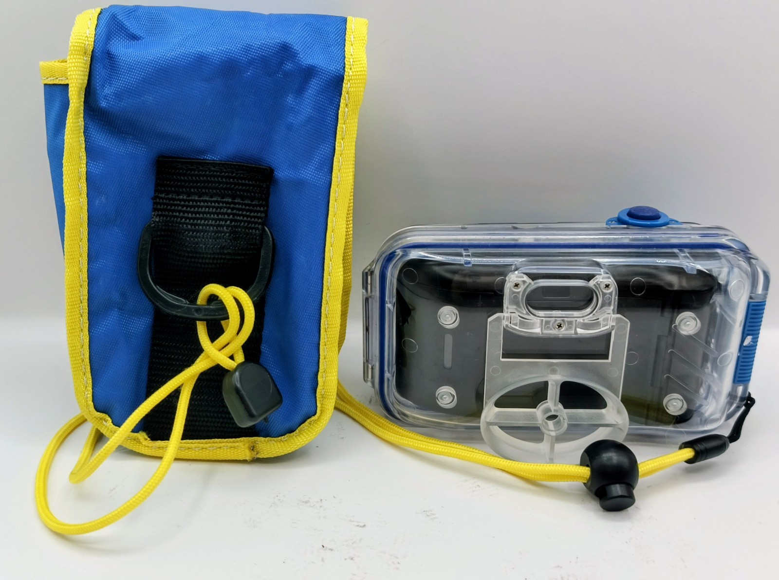 Vintage Polaroid Splash Clear Blue Underwater Film Camera w Case Untested
