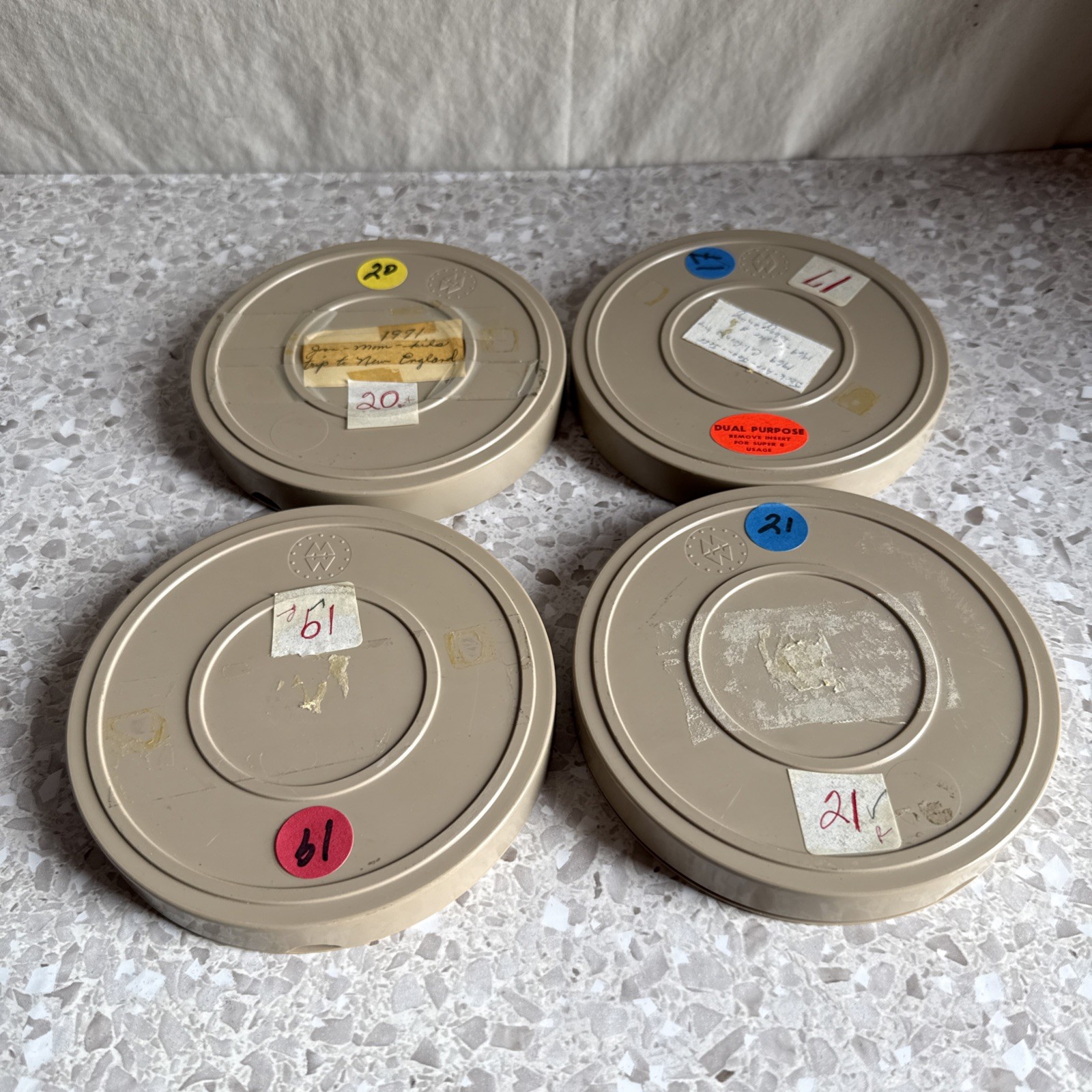 Vintage Plastic 8mm and Reel & Case 5.25” Lot Of 4