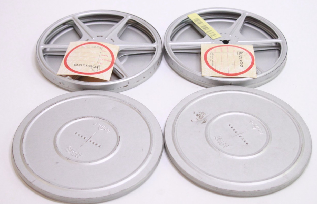 Lot of 2 Vintage 6″ Kenco 8mm Super 8 Film Reel with Cans Silver