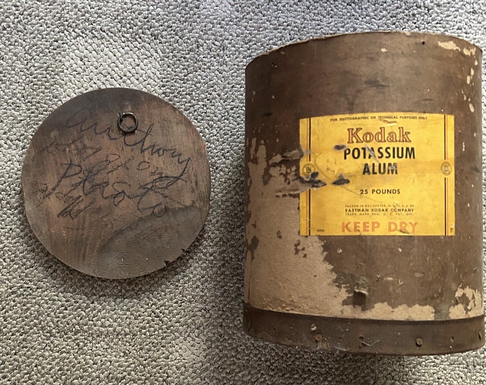 KODAK POTASSIUM ALUM CANNISTER 25 LBS EMPTY VINTAGE