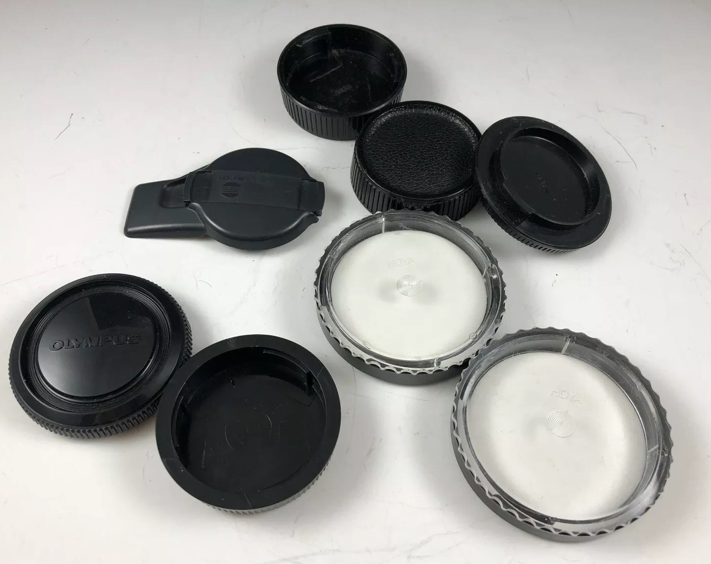 Vintage Camera Parts Lot Lens Caps Filter Cases Minolta Olympus Hoya