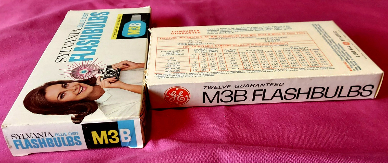 Lot of 2 VTG GE and Sylvania M3B Flashbulbs Camera 12 Bulbs in original boxes