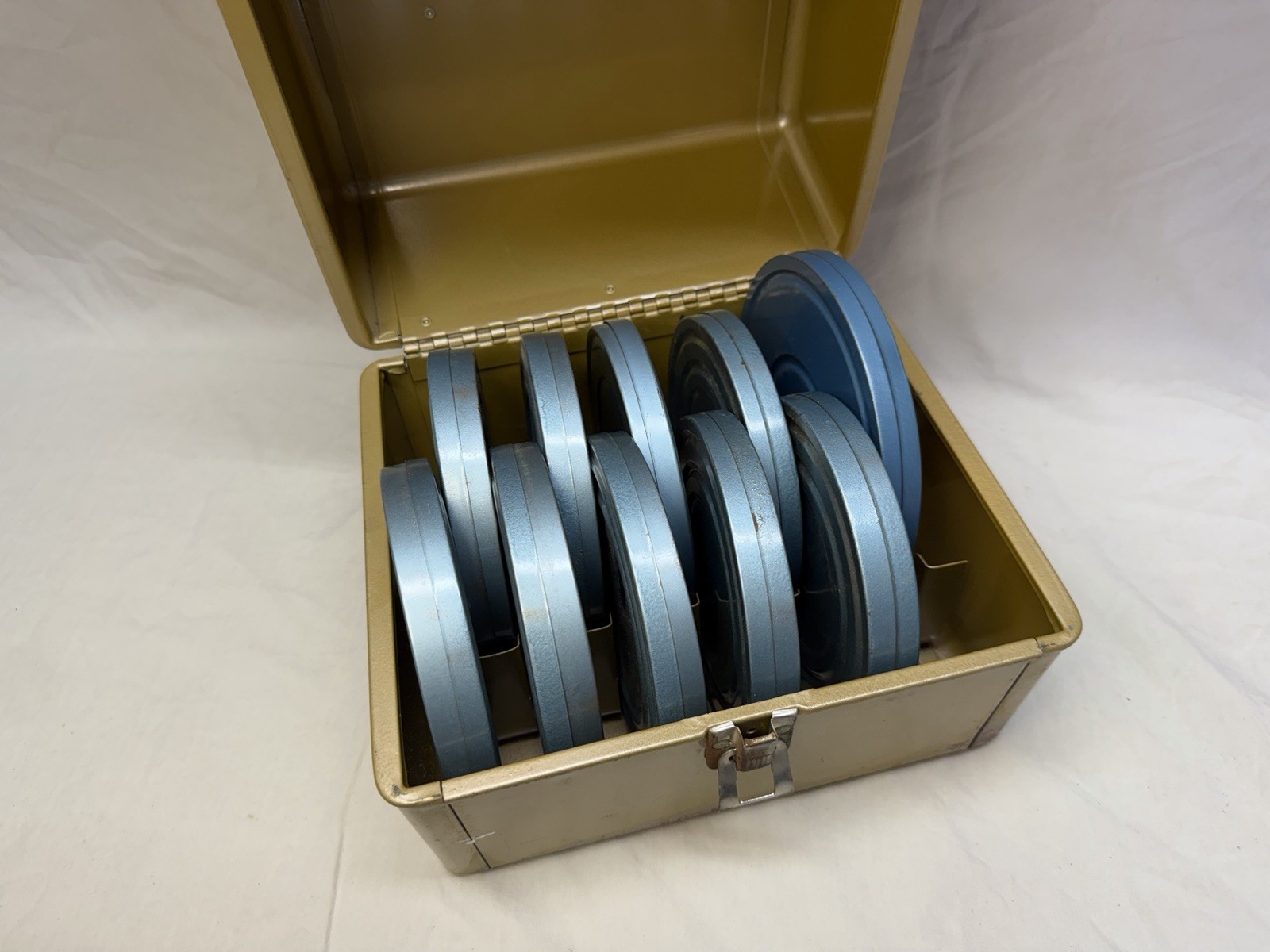 Vintage Kenco Film Reel Storage Box With 10 Empty Film Reels