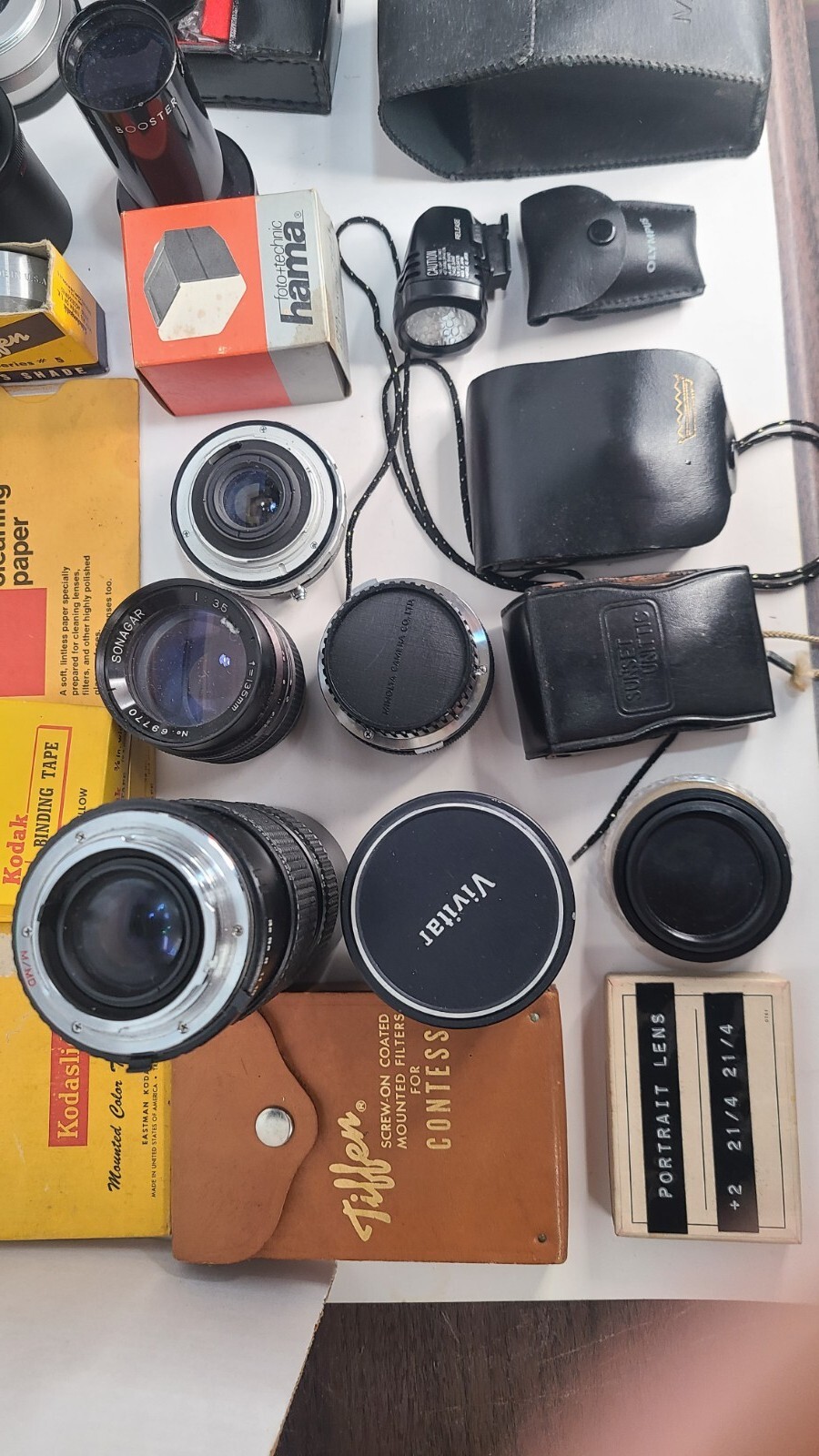Lot Of 39 Vintage Camera Accessories Olympus Vivitar Tiffen Kodak Ge