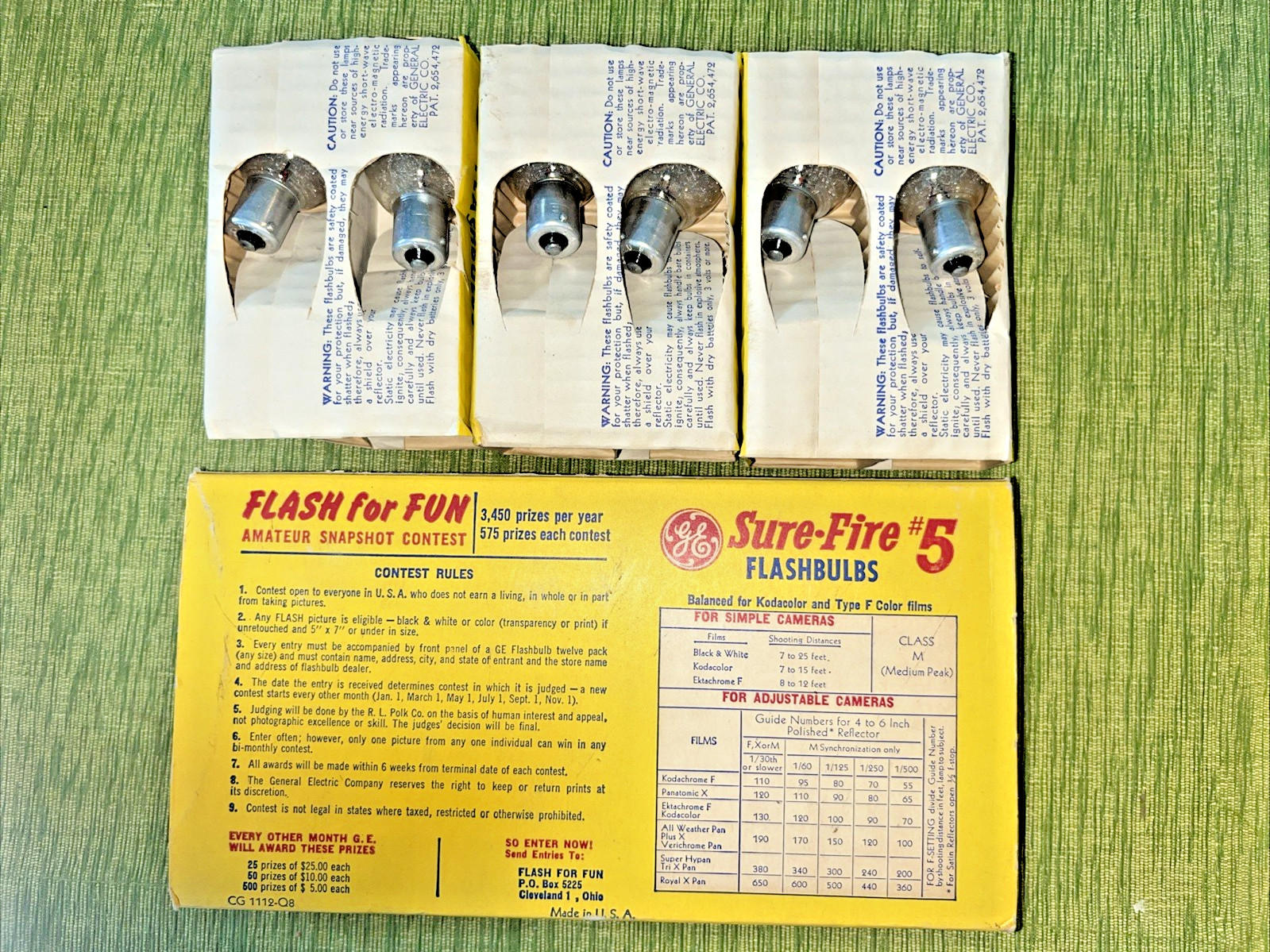 General Electric Sure-Fire #5B Flashbulbs for Vintage Cameras
