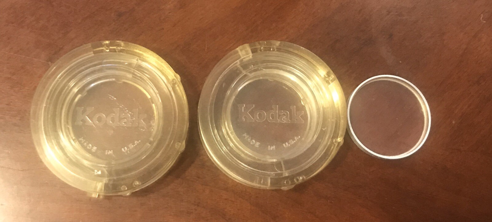 2 Vintage Kodak Plastic Filter/Adapter Holder Stackable Cases & 1 filter 1-1/8”